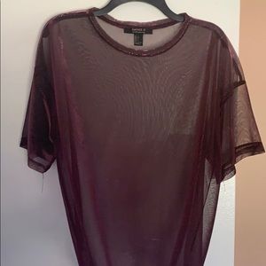 Metallic sheer top